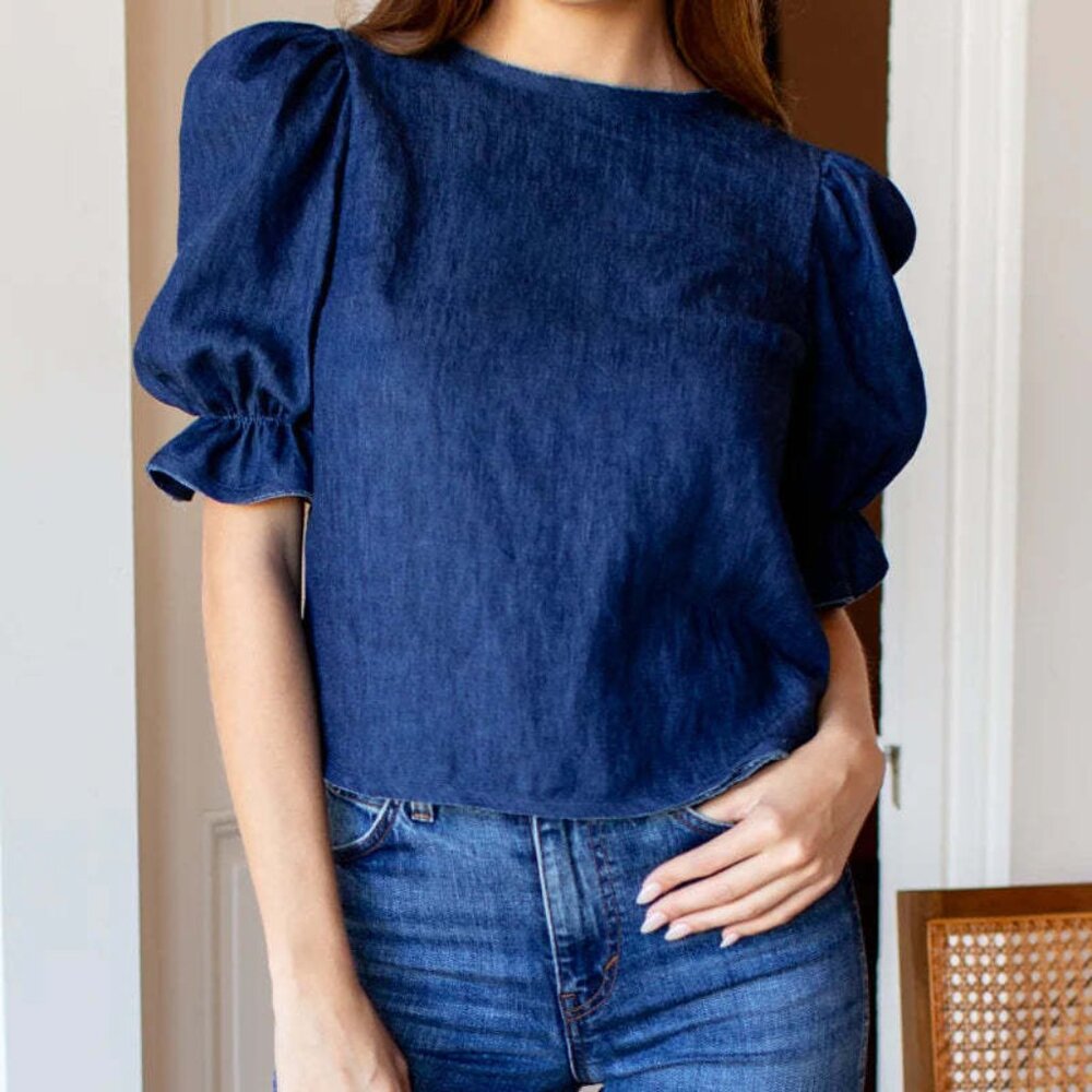 Emerson Fry Small Pearl Blouse Indigo Hemp Puff